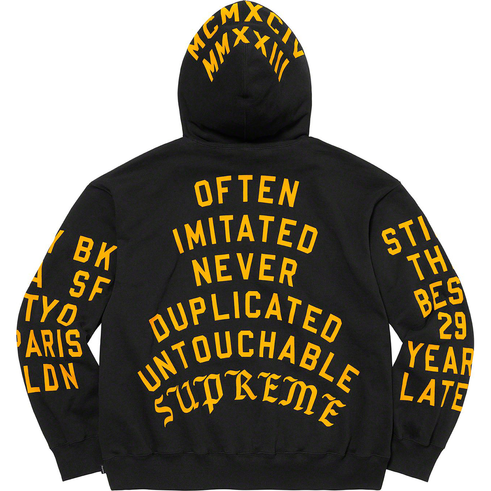 Details on Supreme Team Flocked Hooded Sweatshirt  from spring summer
                                                    2023 (Price is $178)