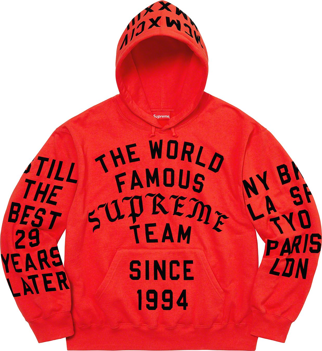 Team Flocked Hooded Sweatshirt - spring summer 2023 - Supreme