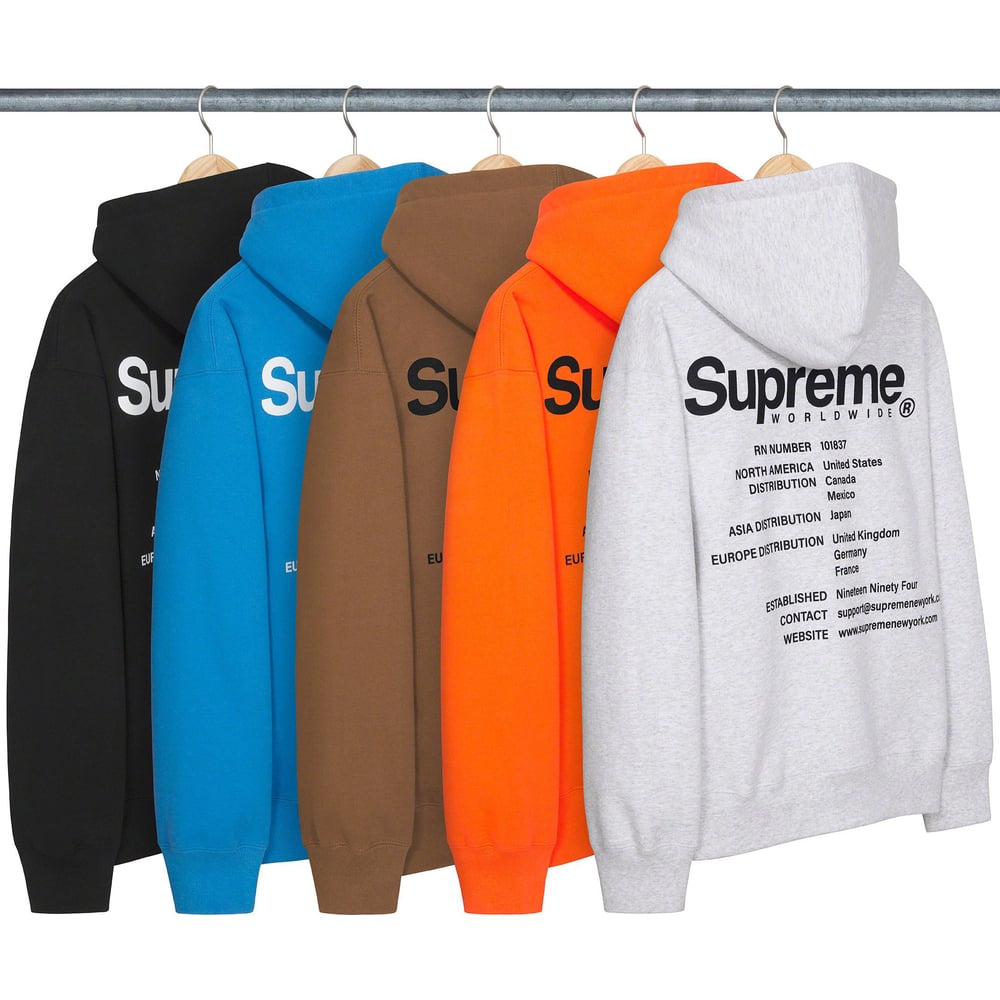 Supreme Worldwide Hooded Sweatshirt releasing on Week 4 for spring summer 23