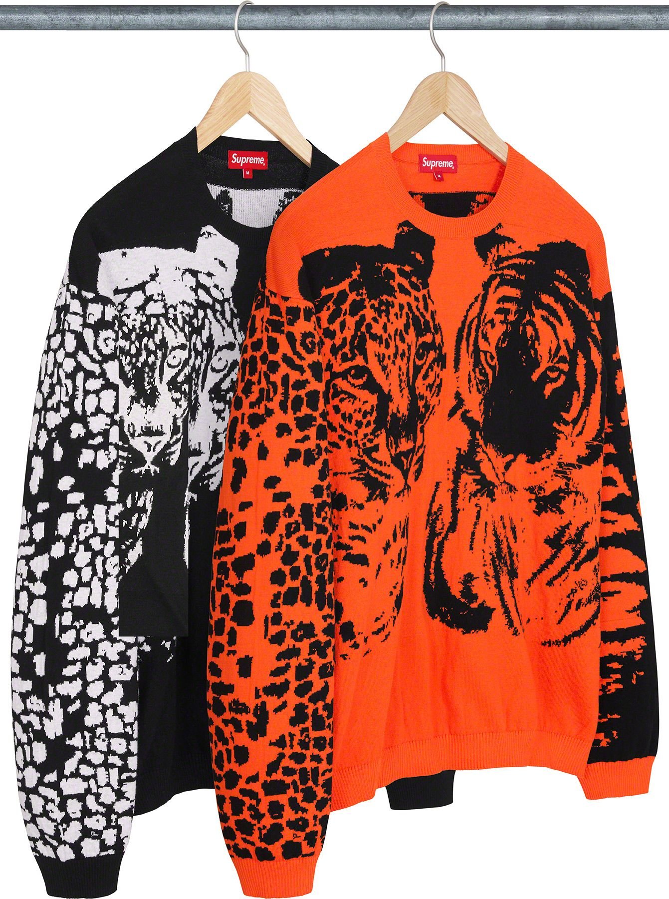 SUPREME シュプリーム 23SS Big Cats Jacquard L/S Top ビッグキャッツジャガードロングスリーブコットンニット セーター ブラック