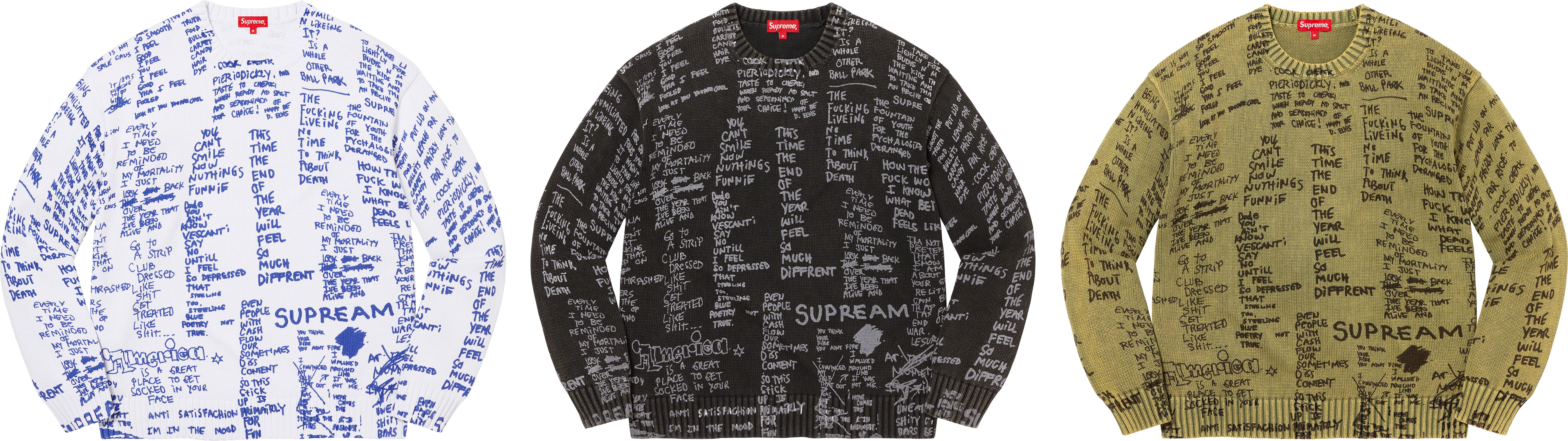 SUPREME 23ss Gonz Poems Sweater SIZE XL-