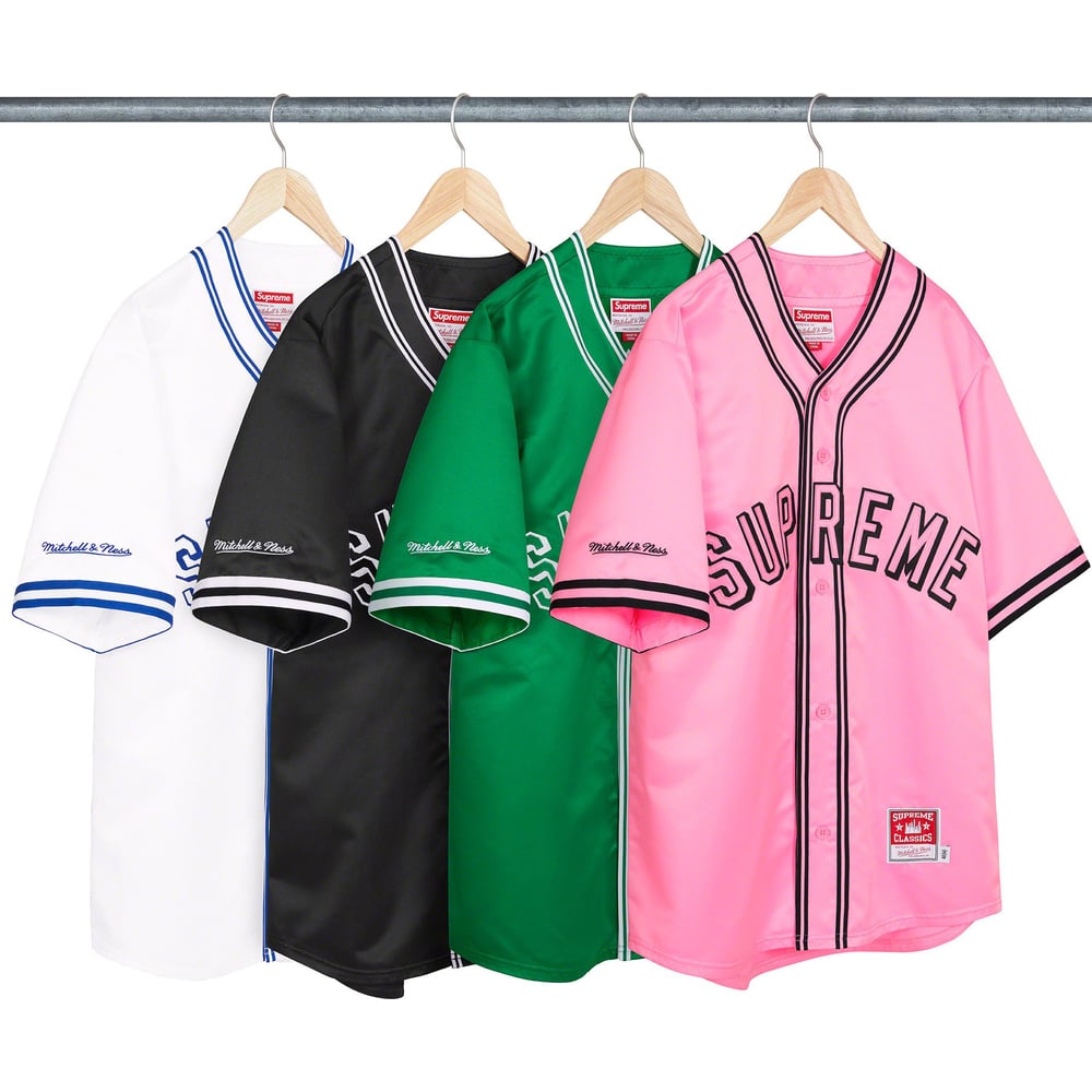 Supreme Supreme Mitchell & Ness Satin Baseball Jersey for spring summer 23 season