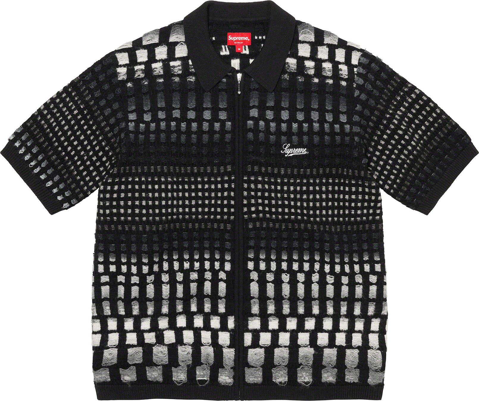 Supreme Gradient Grid Zip Up Polo Black-