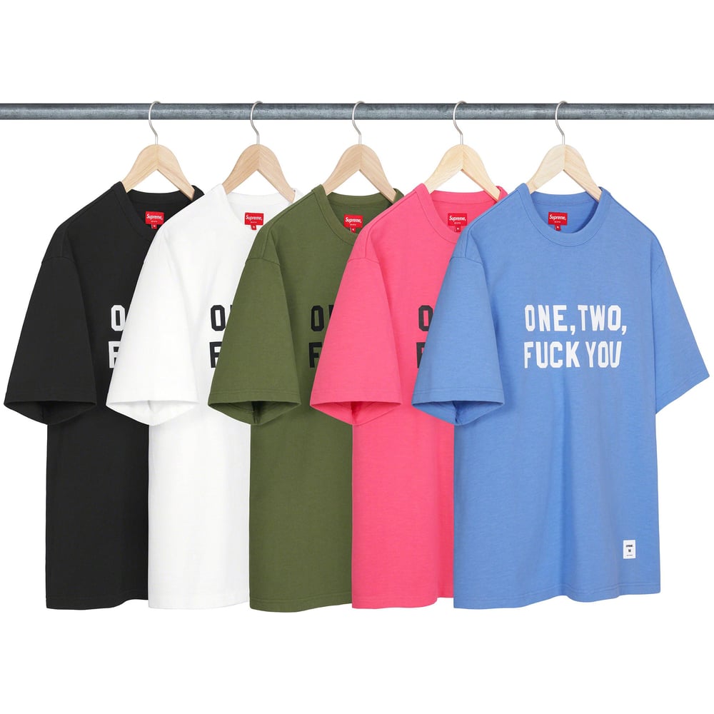 Supreme One Two Fuck You S S Top released during spring summer 23 season