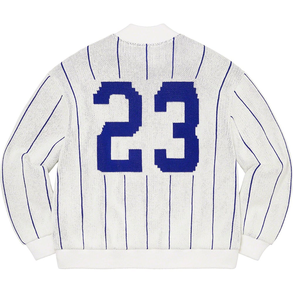 Details on Pinstripe Varsity Zip Up Sweater  from spring summer
                                                    2023 (Price is $198)