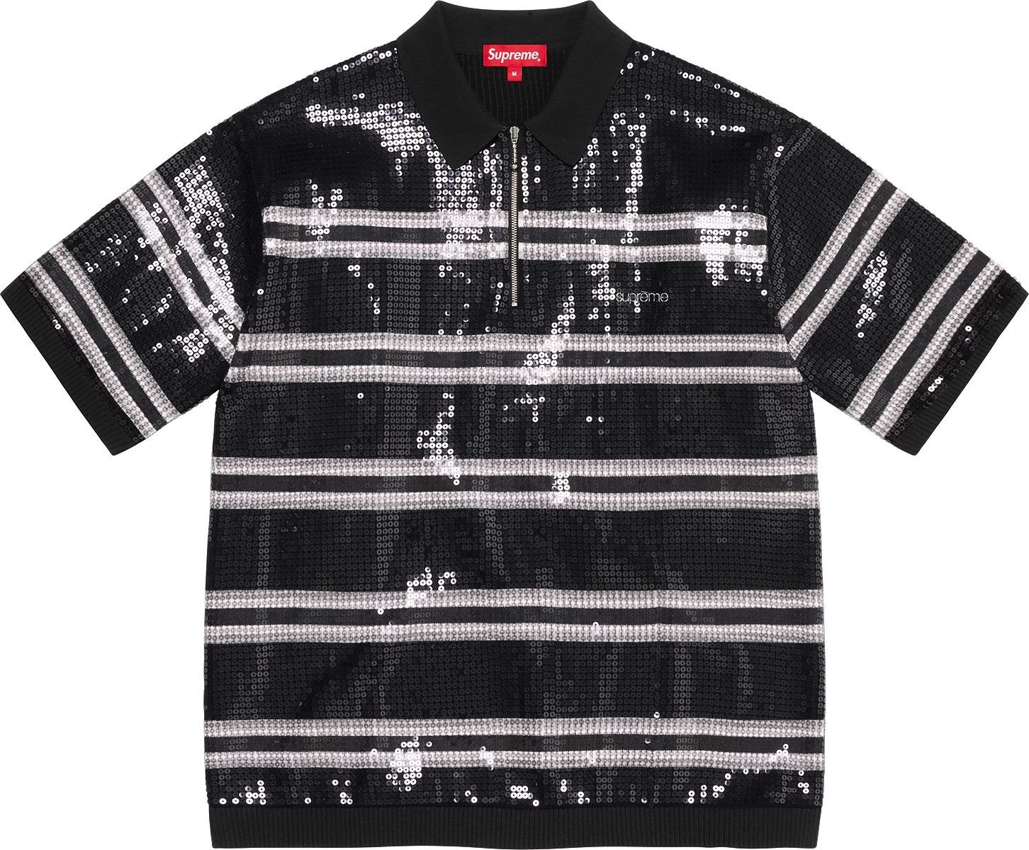 Sequin Stripe Zip Polo - spring summer 2023 - Supreme