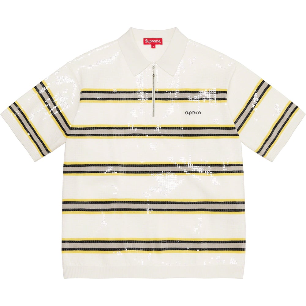 Details on Sequin Stripe Zip Polo  from spring summer 2023 (Price is $138)