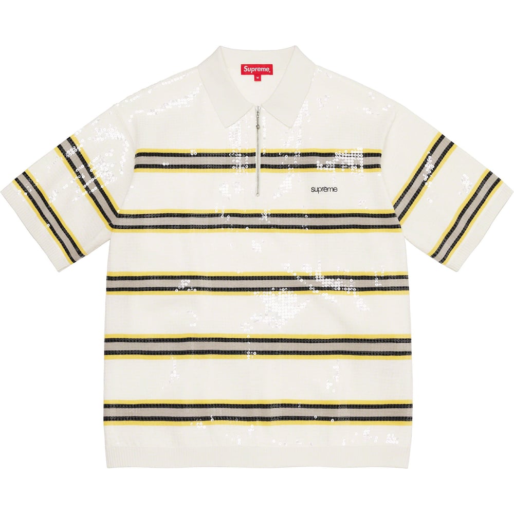 Details on Sequin Stripe Zip Polo  from spring summer
                                                    2023 (Price is $138)