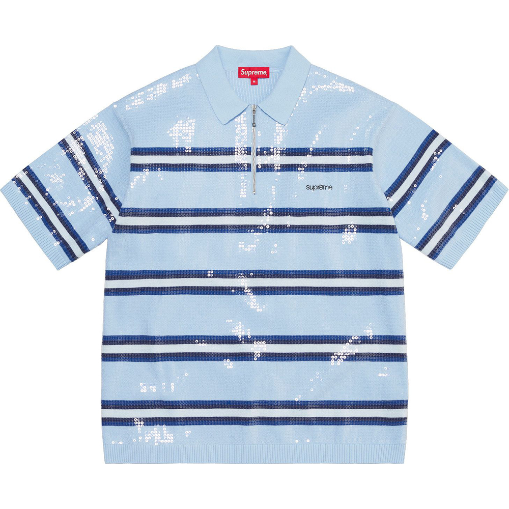 Details on Sequin Stripe Zip Polo [hidden] from spring summer 2023 (Price is $138)