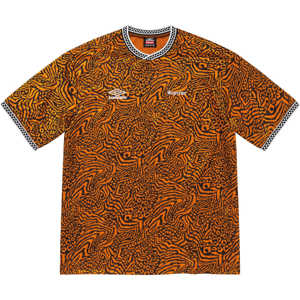 Details on Supreme Umbro Jacquard Animal Print Soccer Jersey  from spring summer
                                                    2023 (Price is $98)