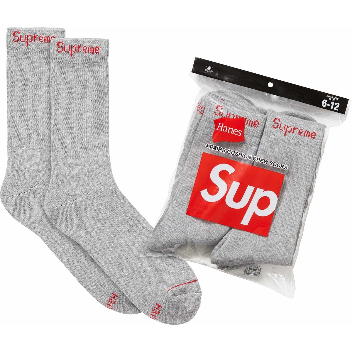 Details on Supreme Hanes Crew Socks (4 Pack) from spring summer
                                            2024 (Price is $24)