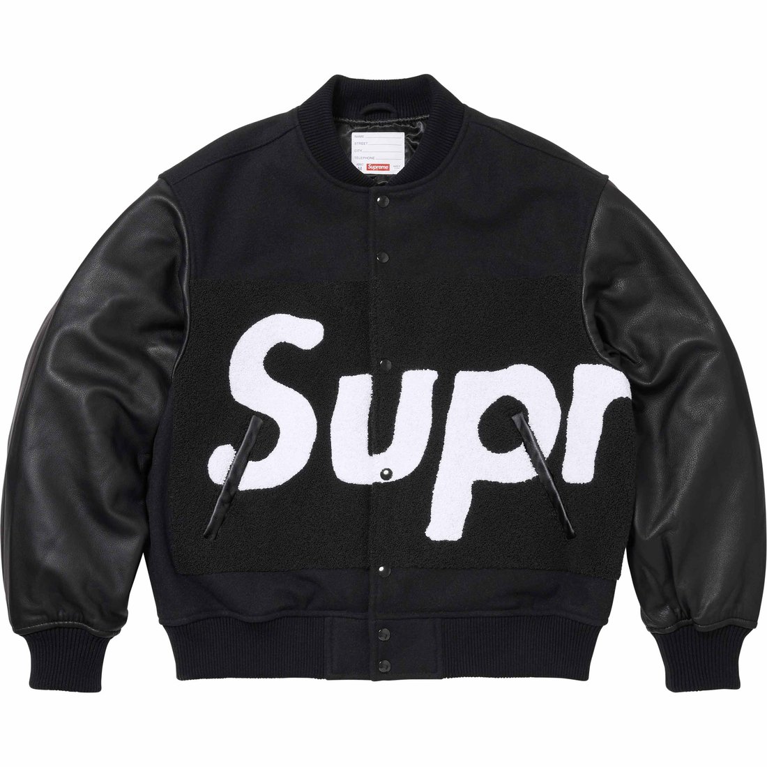 Details on Big Logo Chenille Varsity Jacket Black from spring summer
                                                    2024 (Price is $598)