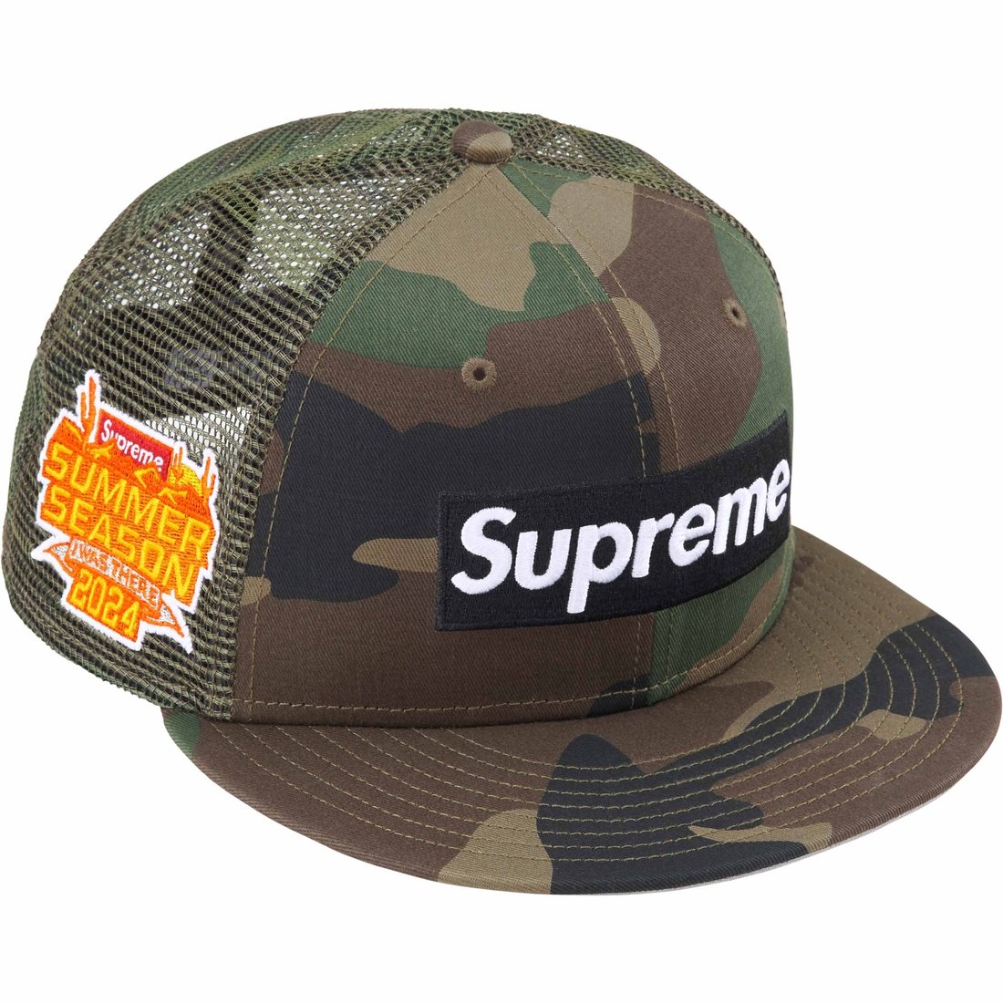 Details on Box Logo Mesh Back New Era Woodland Camo from spring summer
                                                    2024 (Price is $54)