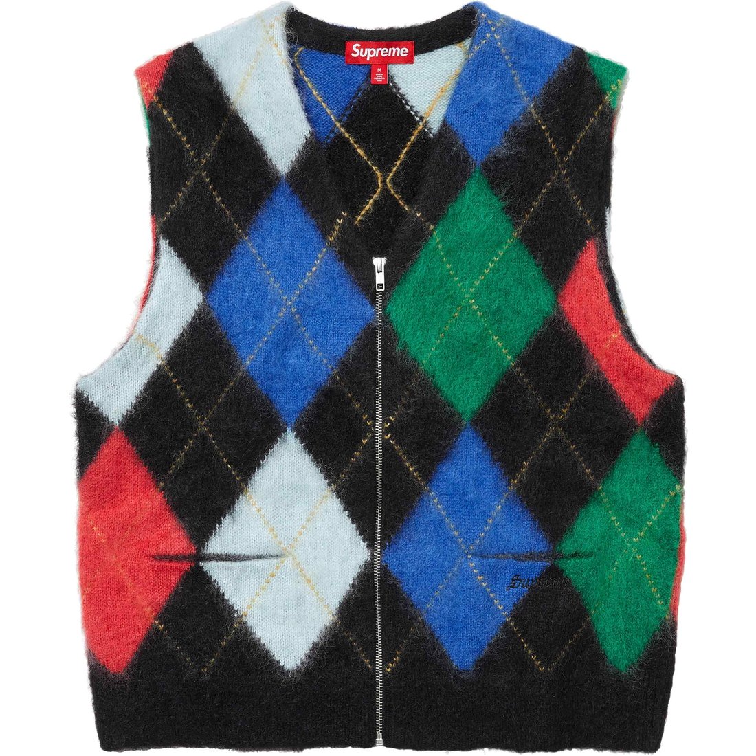 Details on Brushed Argyle Zip Up Vest Black from spring summer
                                                    2024 (Price is $178)