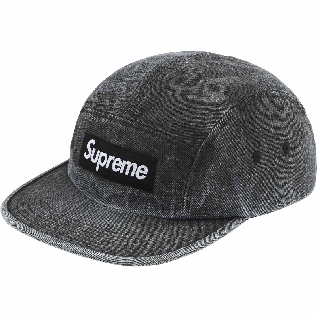 Supreme Coated Denim Camp Cap (SS24) - Black - $54
