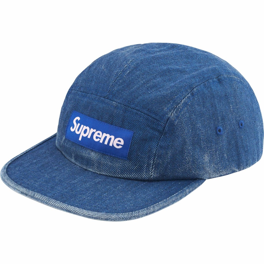Supreme Coated Denim Camp Cap (SS24) - Royal - $54