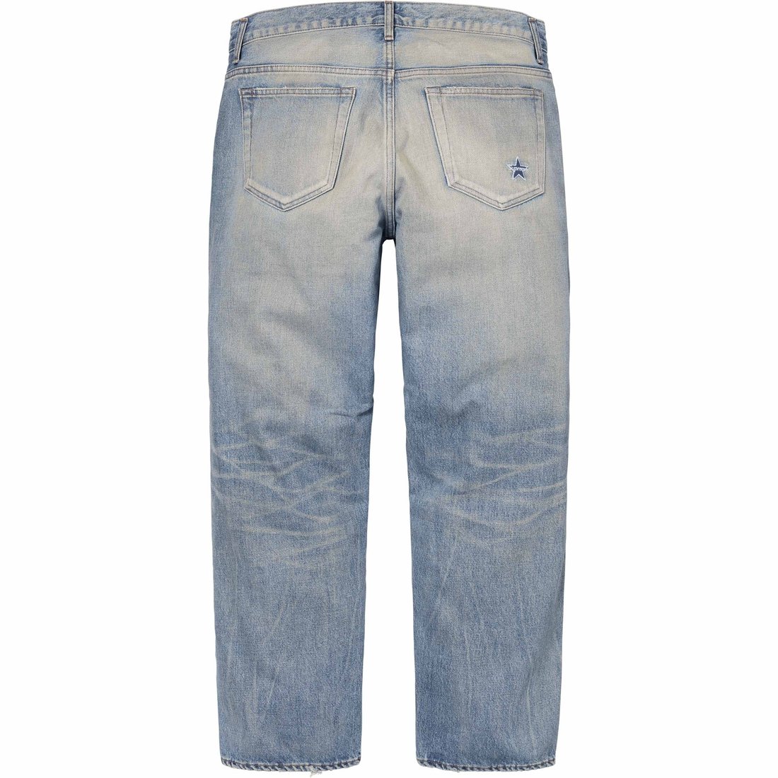 Details on Distressed Loose Fit Selvedge Jean Washed Indigo from spring summer
                                                    2024 (Price is $298)