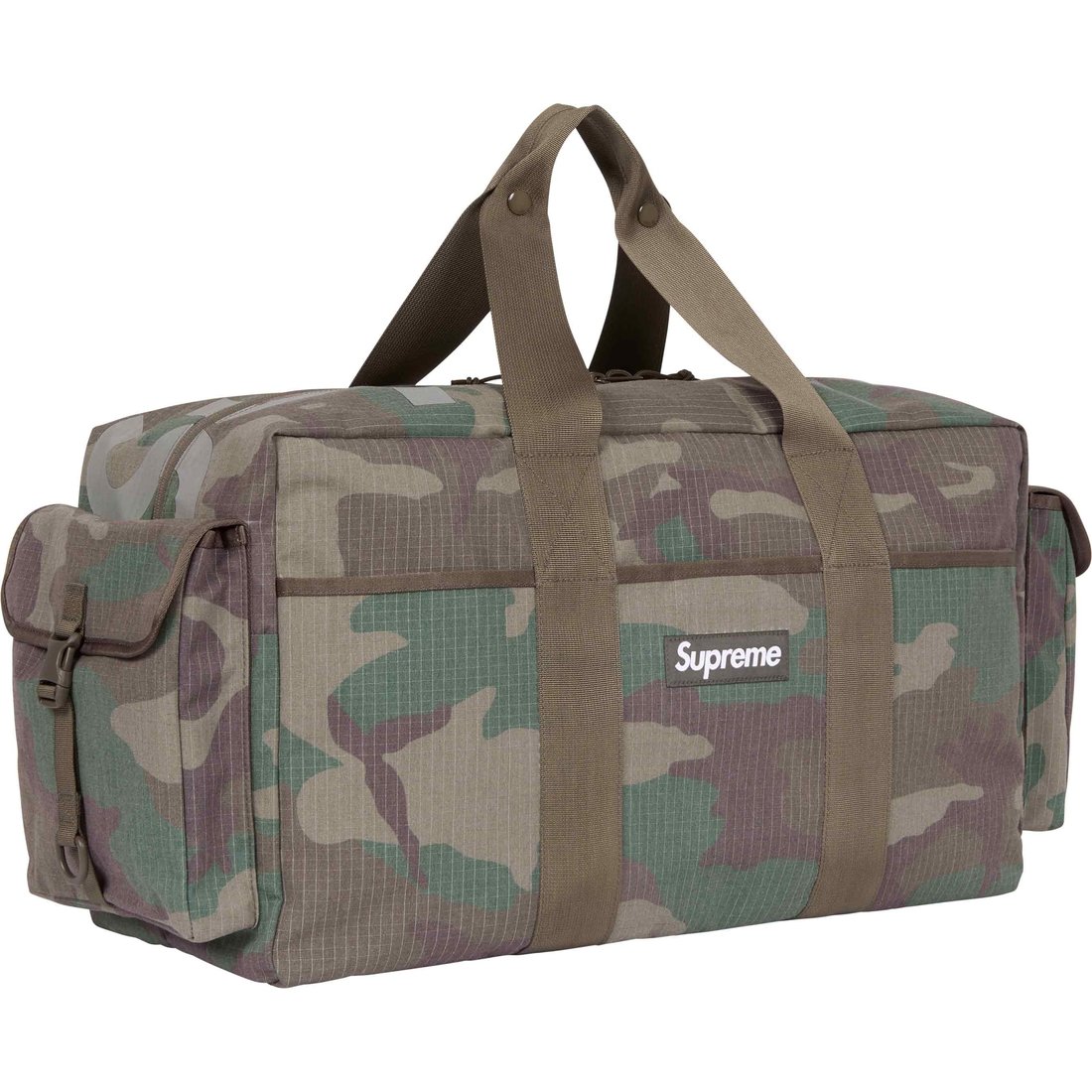 Details on Duffle Bag Woodland Camo from spring summer
                                                    2024 (Price is $178)