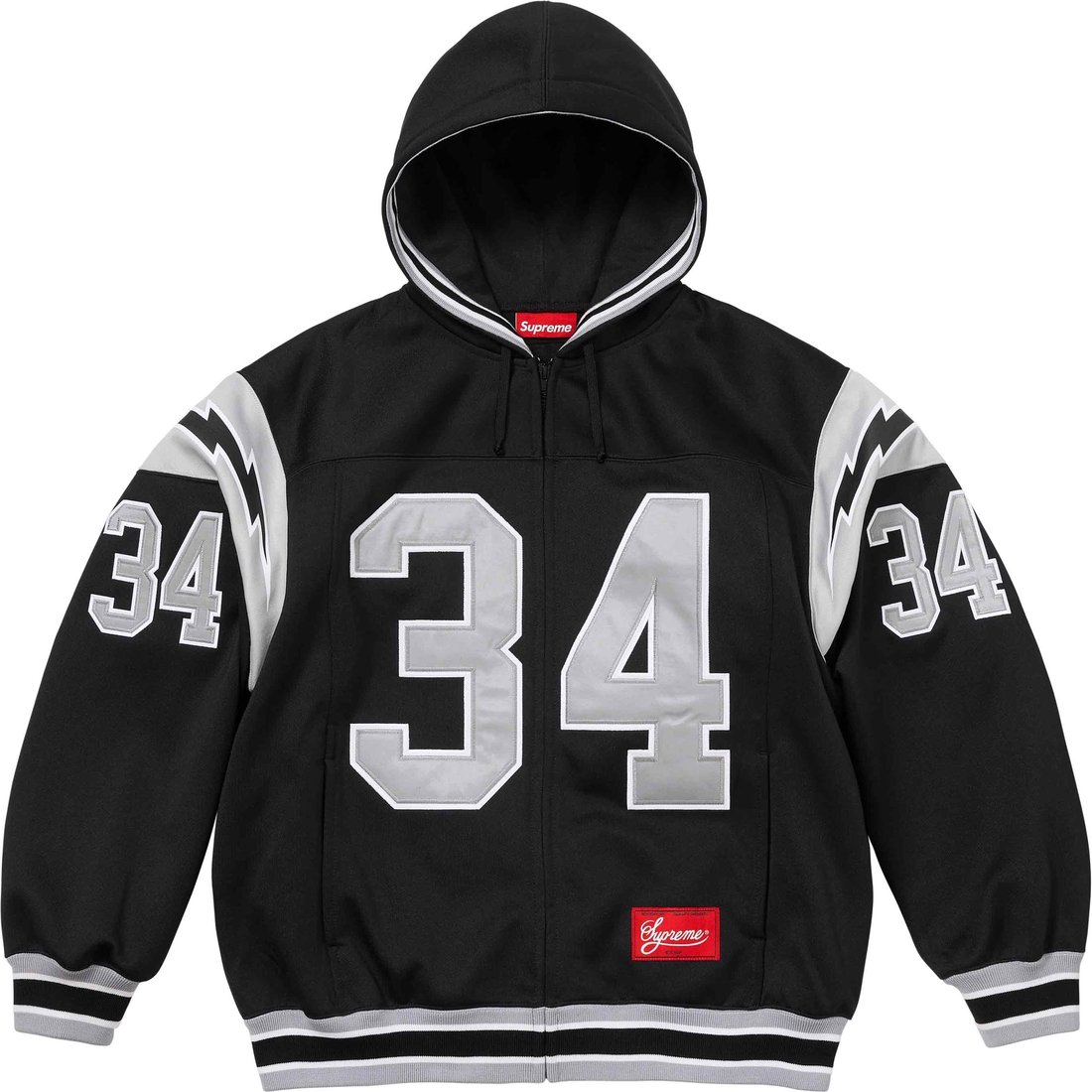 Details on Football Zip Up Hooded Sweatshirt Black from spring summer
                                                    2024 (Price is $178)