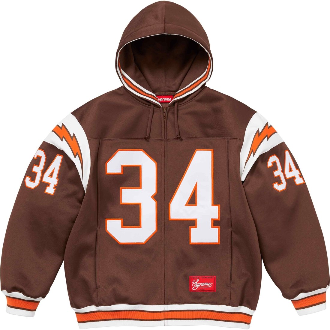 Details on Football Zip Up Hooded Sweatshirt Brown from spring summer
                                                    2024 (Price is $178)