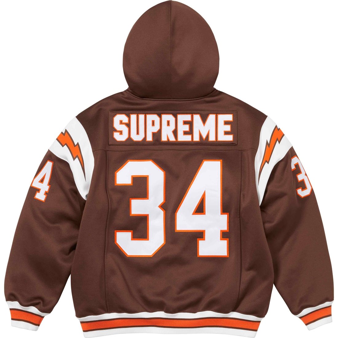 Details on Football Zip Up Hooded Sweatshirt Brown from spring summer
                                                    2024 (Price is $178)