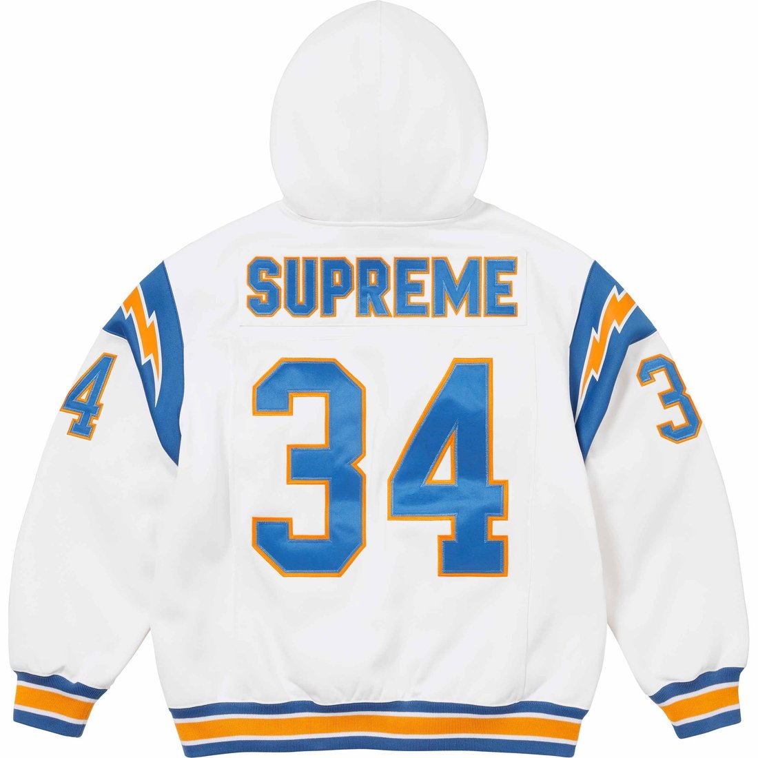 Details on Football Zip Up Hooded Sweatshirt White from spring summer
                                                    2024 (Price is $178)