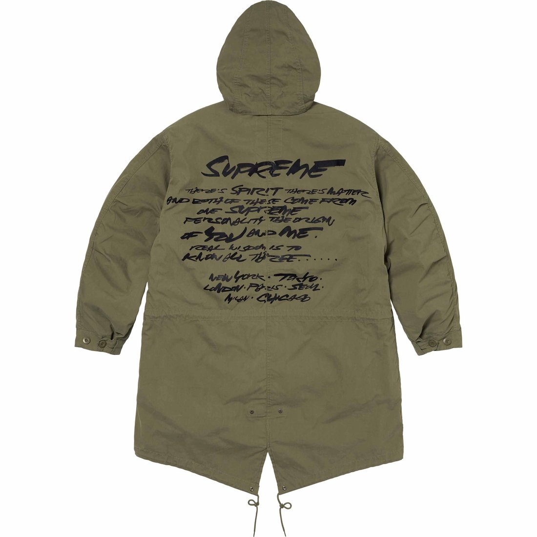 Details on Futura Fishtail Parka Olive from spring summer
                                                    2024 (Price is $498)