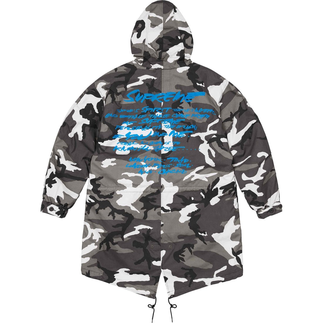 Details on Futura Fishtail Parka Snow Camo from spring summer
                                                    2024 (Price is $498)