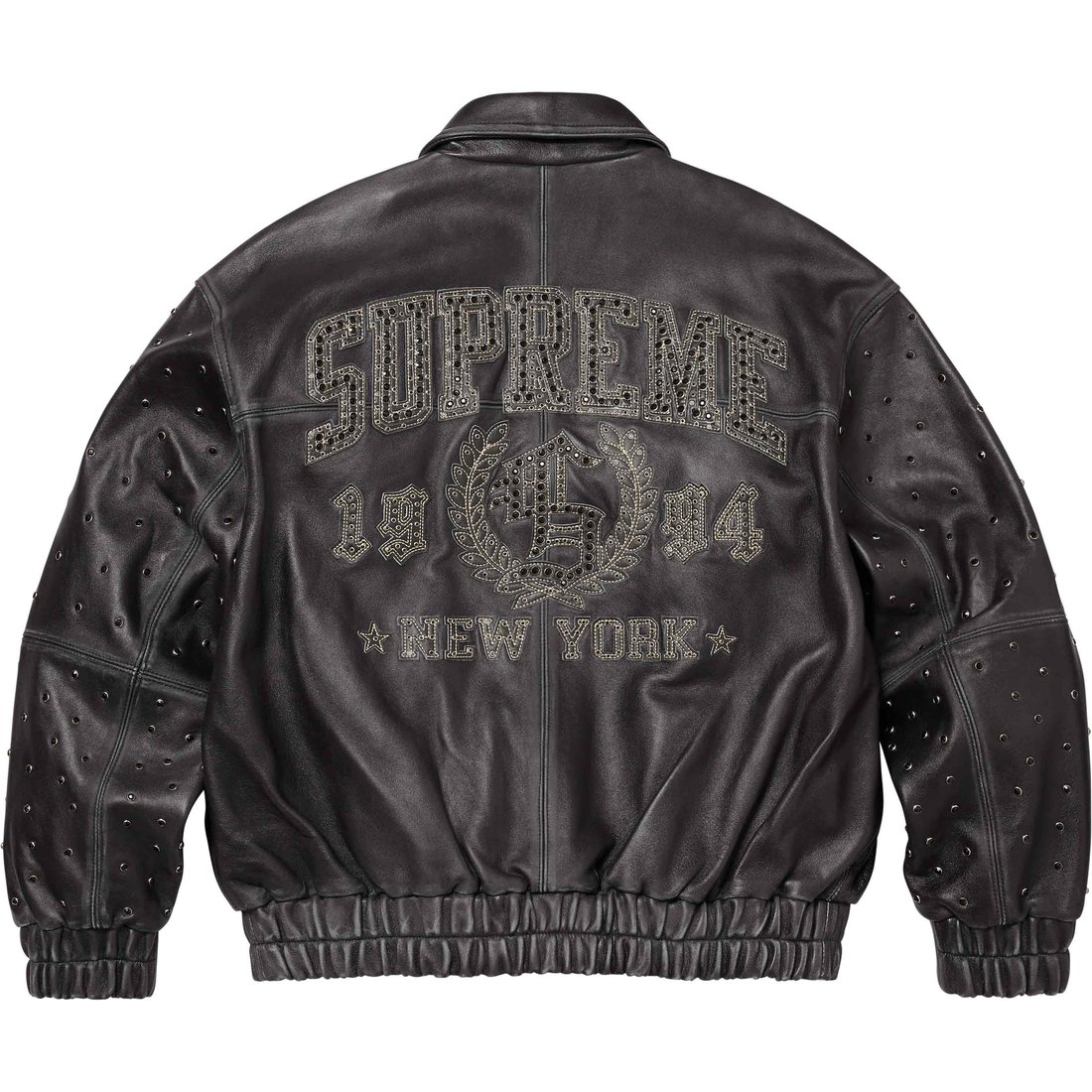 Details on Gem Studded Leather Jacket Black from spring summer
                                                    2024 (Price is $998)