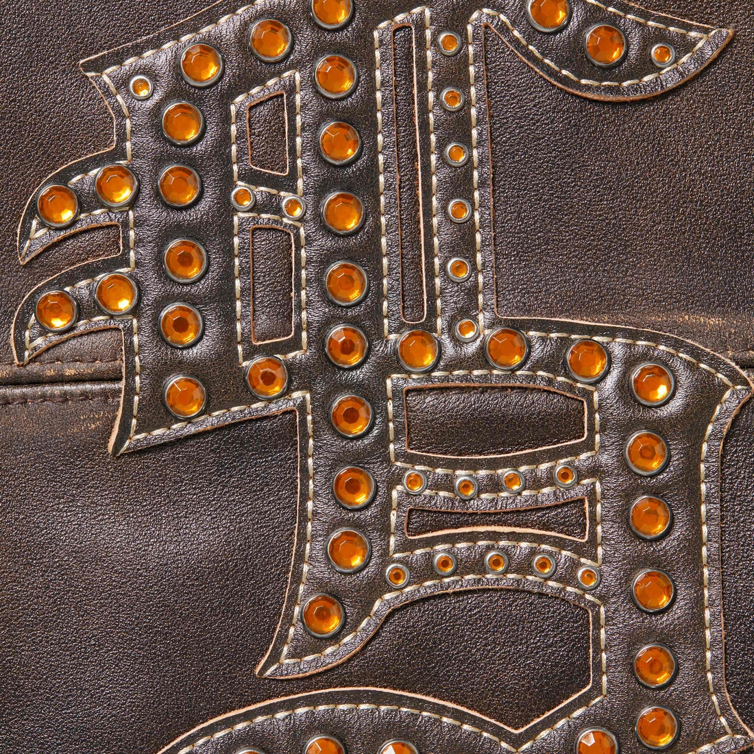 Details on Gem Studded Leather Jacket Brown from spring summer
                                                    2024 (Price is $998)