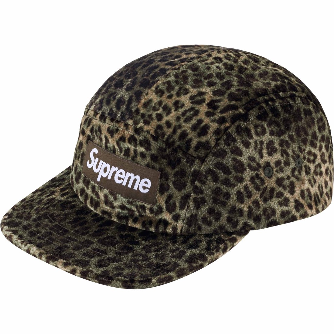 Details on Leopard Velvet Camp Cap Olive from spring summer
                                                    2024 (Price is $58)