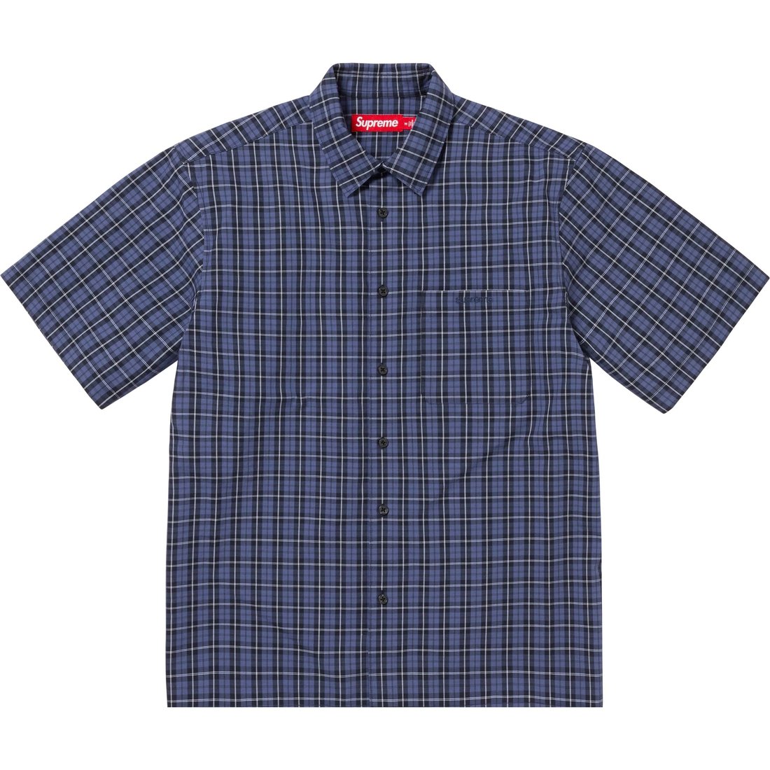 Details on Loose Fit Mini Plaid S S Shirt Navy from spring summer
                                                    2024 (Price is $128)