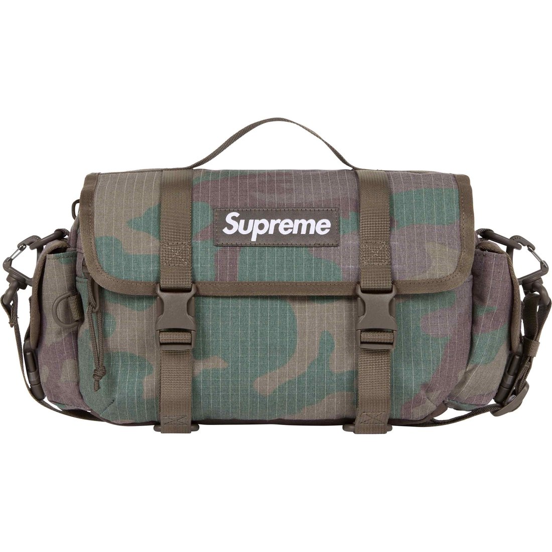 Details on Mini Duffle Bag Woodland Camo from spring summer
                                                    2024 (Price is $110)