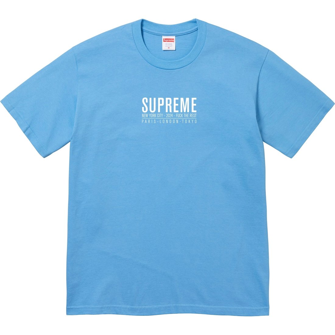Supreme Paris Tee (SS24) - Bright Blue - $40