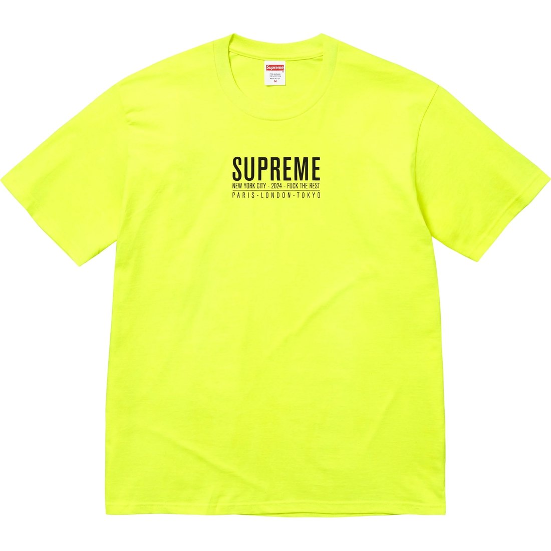 Supreme Paris Tee (SS24) - Fluorescent Yellow - $40