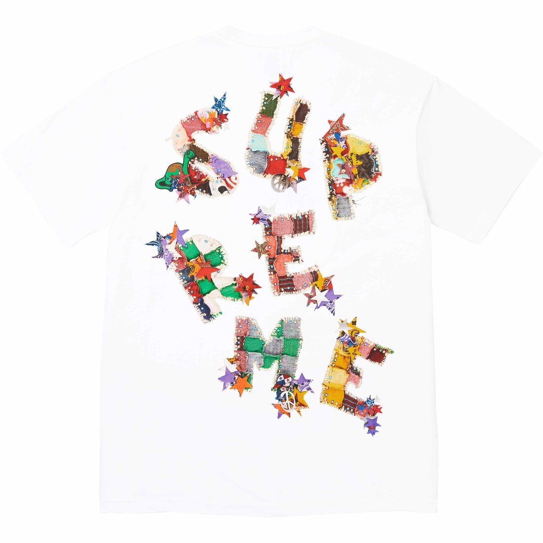 Details on Patchwork Tee White from spring summer
                                                    2024 (Price is $40)