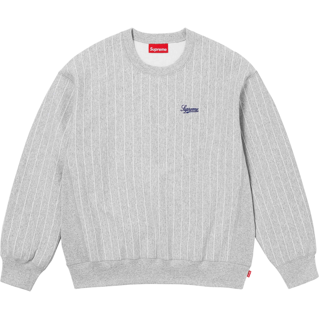 Details on Pinstripe Crewneck Heather Grey from spring summer
                                                    2024 (Price is $148)