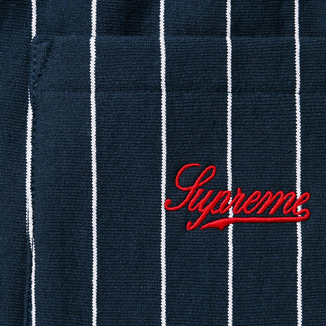 Supreme Pinstripe Sweatshort (SS24) - Navy - $118