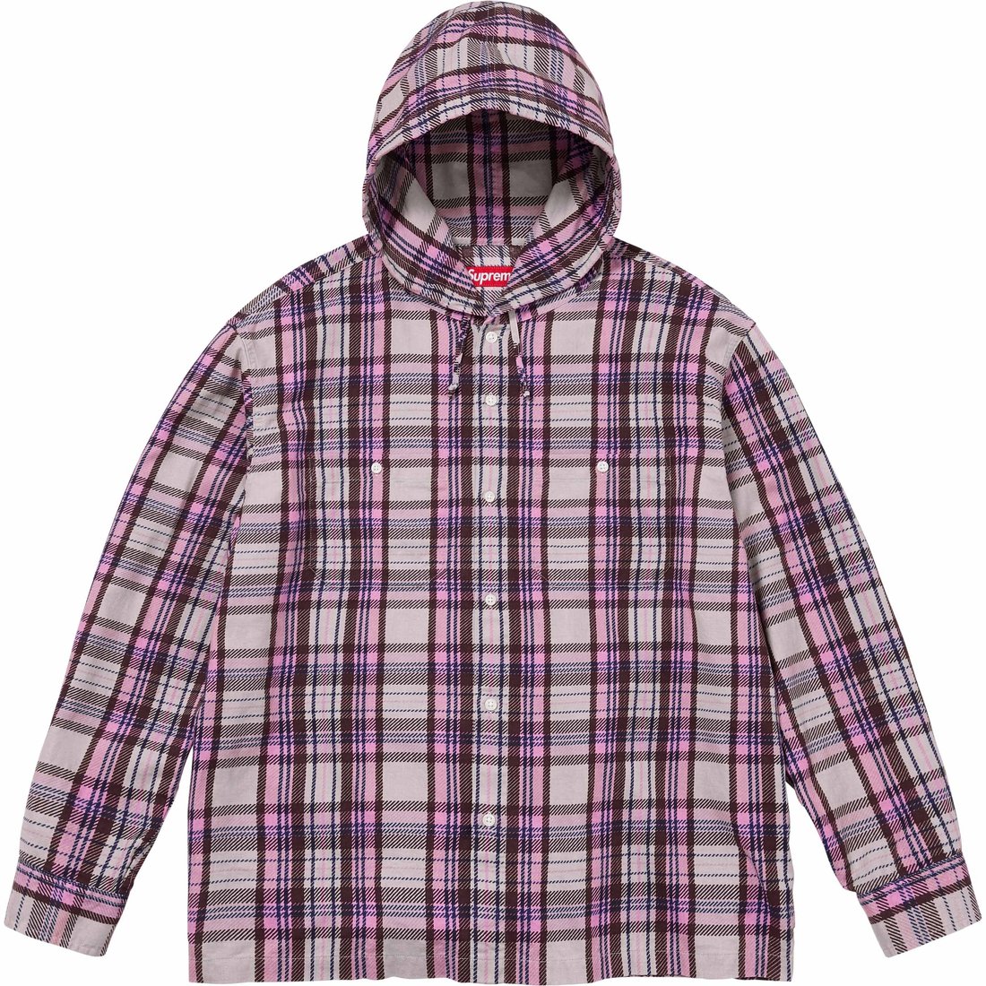 Details on Printed Hooded Flannel Shirt Pink from spring summer
                                                    2024 (Price is $138)