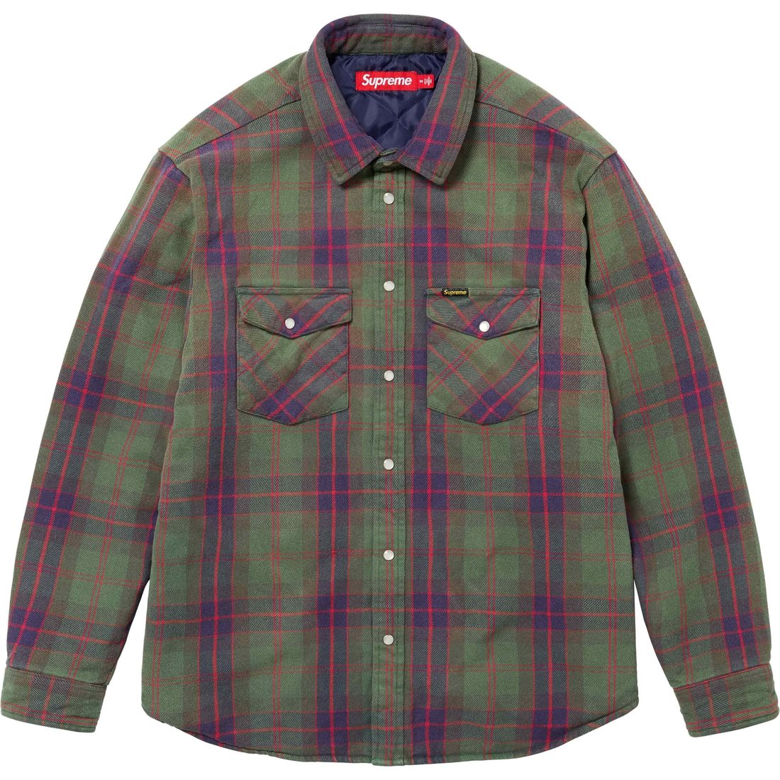 Details on Quilted Flannel Snap Shirt Green from spring summer
                                                    2024 (Price is $148)