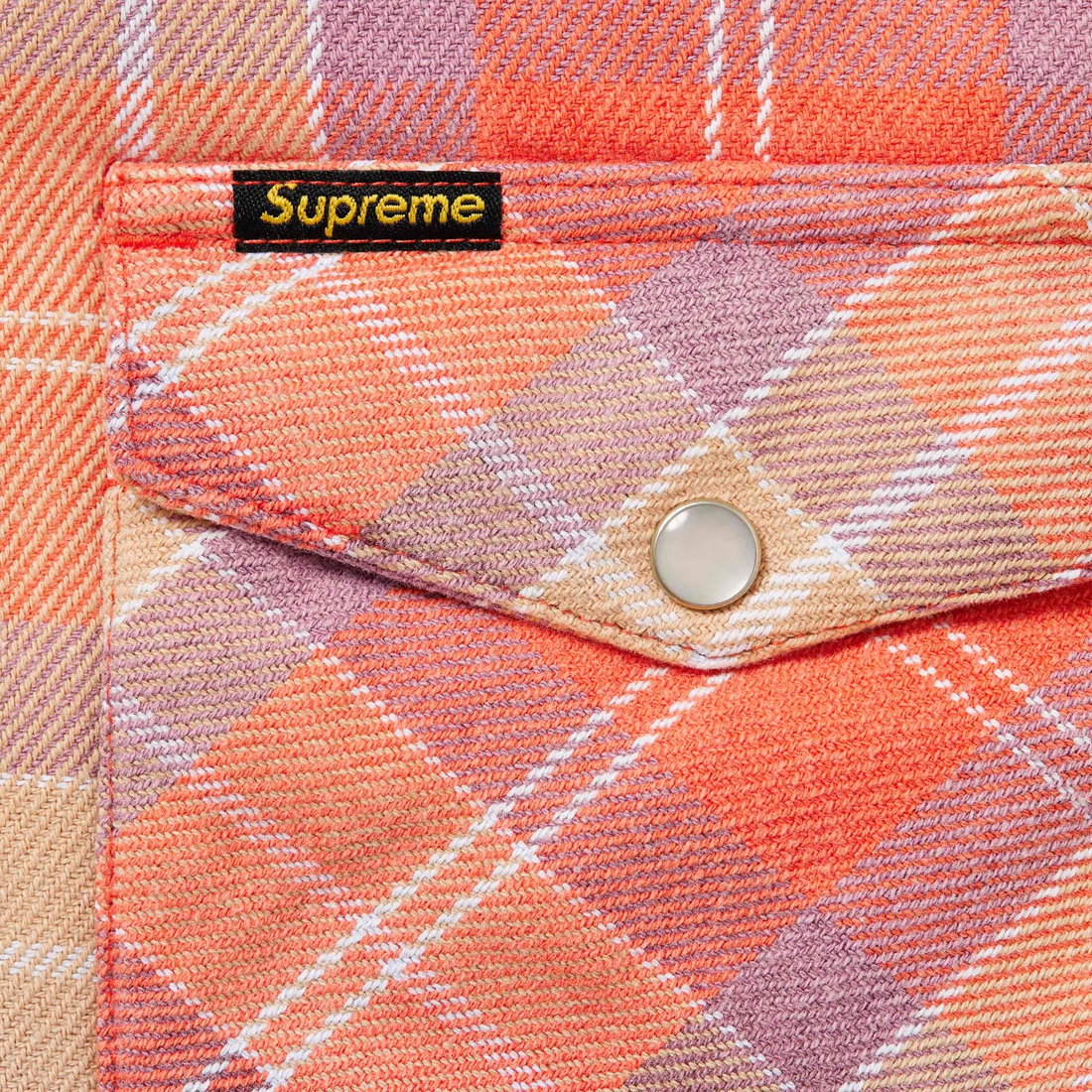 Details on Quilted Flannel Snap Shirt Orange from spring summer
                                                    2024 (Price is $148)