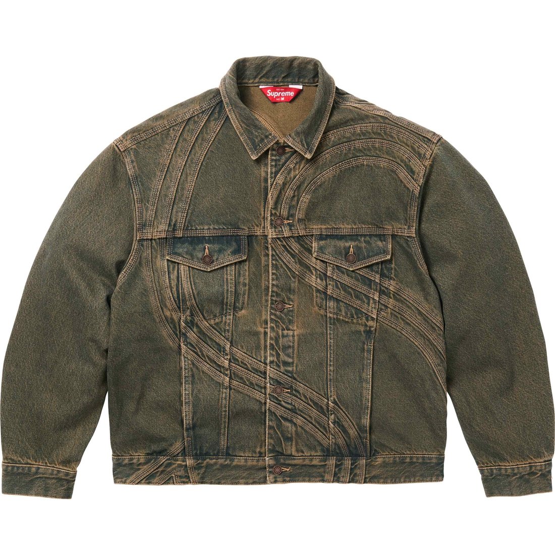 Details on S Logo Denim Trucker Jacket Dirty from spring summer
                                                    2024 (Price is $348)