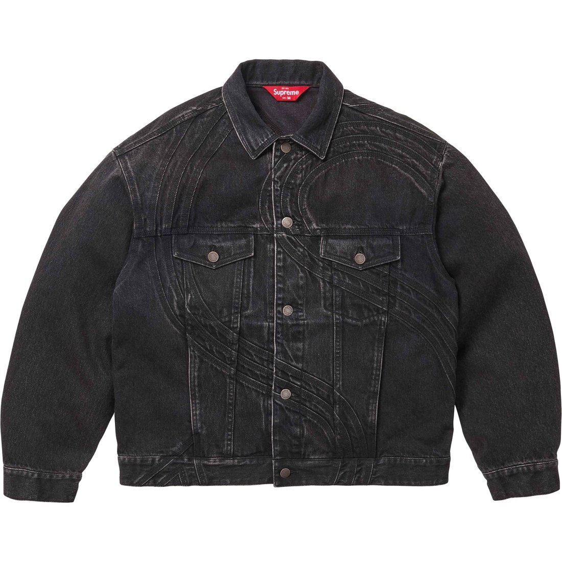 Details on S Logo Denim Trucker Jacket Washed Black from spring summer
                                                    2024 (Price is $348)