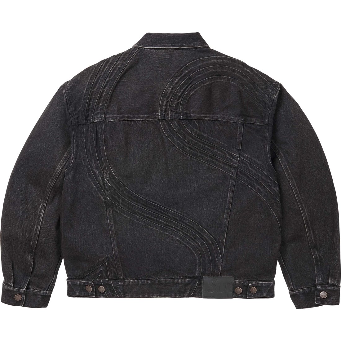 Details on S Logo Denim Trucker Jacket Washed Black from spring summer
                                                    2024 (Price is $348)