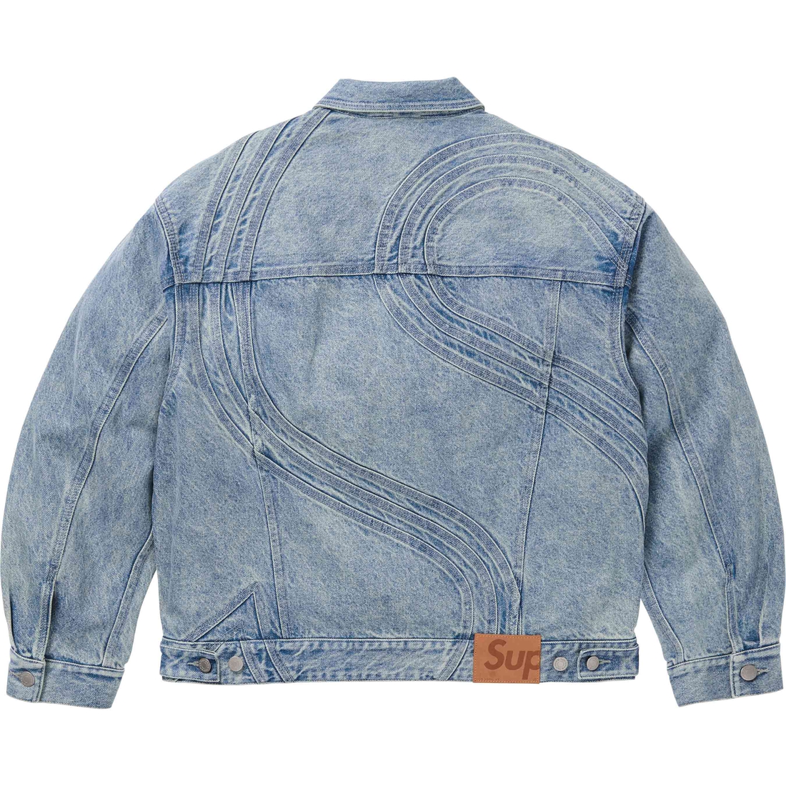 Supreme S Logo Denim Trucker Jacket (SS24) - Washed Blue - $348