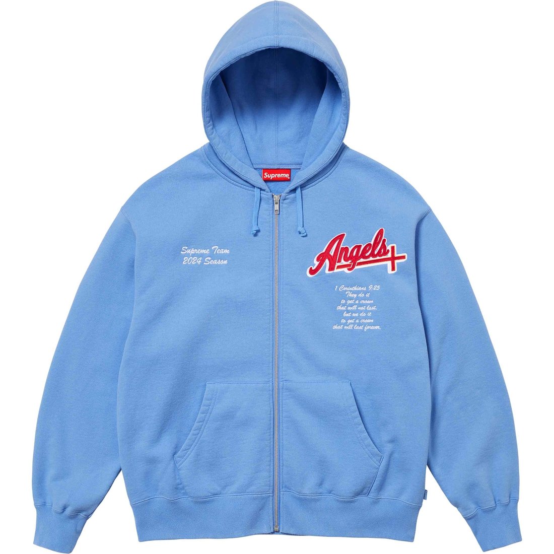 Details on Salvation Zip Up Hooded Sweatshirt Light Blue from spring summer
                                                    2024 (Price is $178)