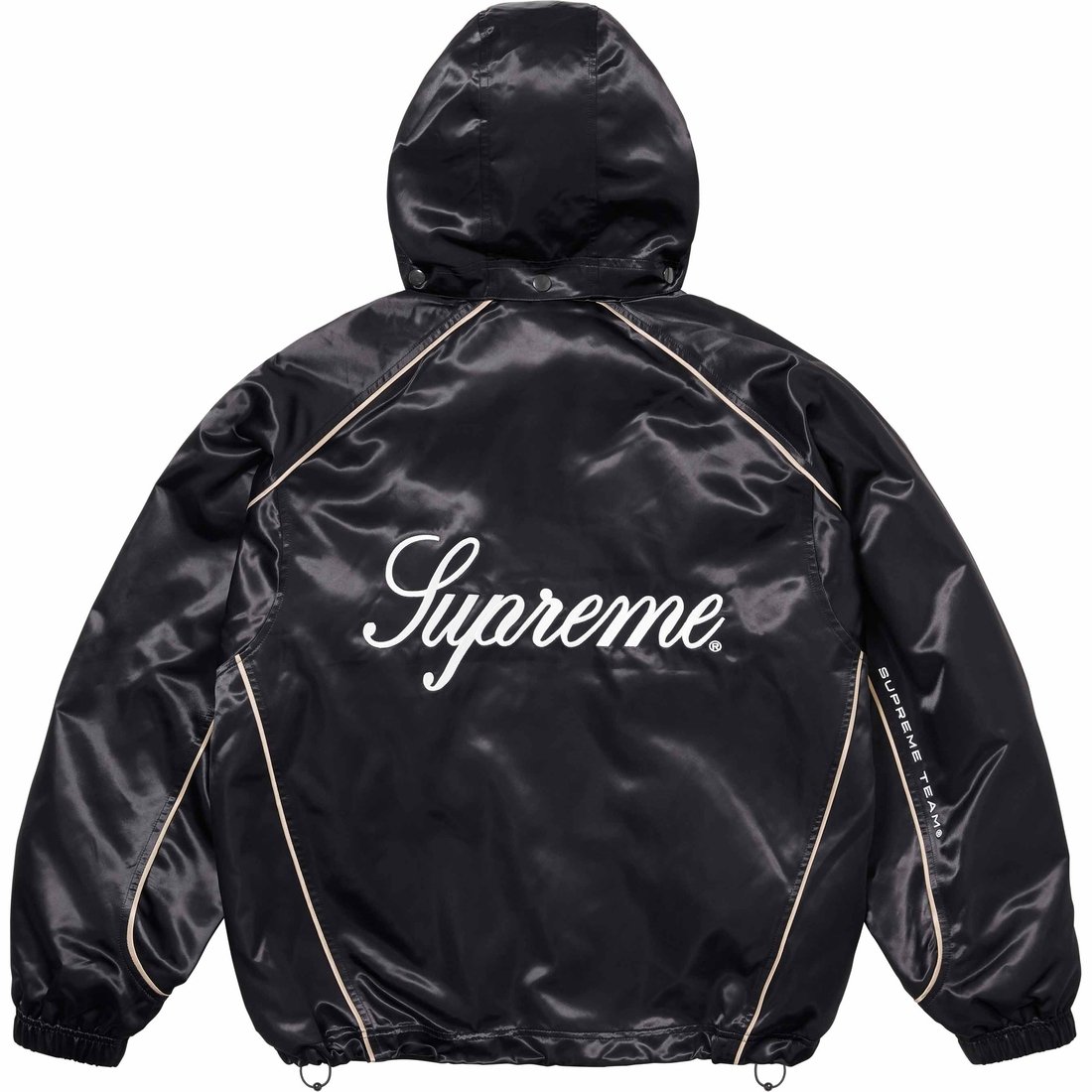 Details on Satin Hooded Track Jacket Black from spring summer
                                                    2024 (Price is $198)