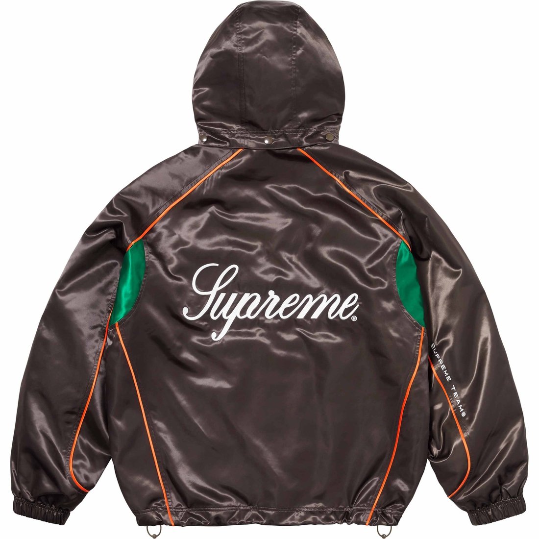 Details on Satin Hooded Track Jacket Brown from spring summer
                                                    2024 (Price is $198)