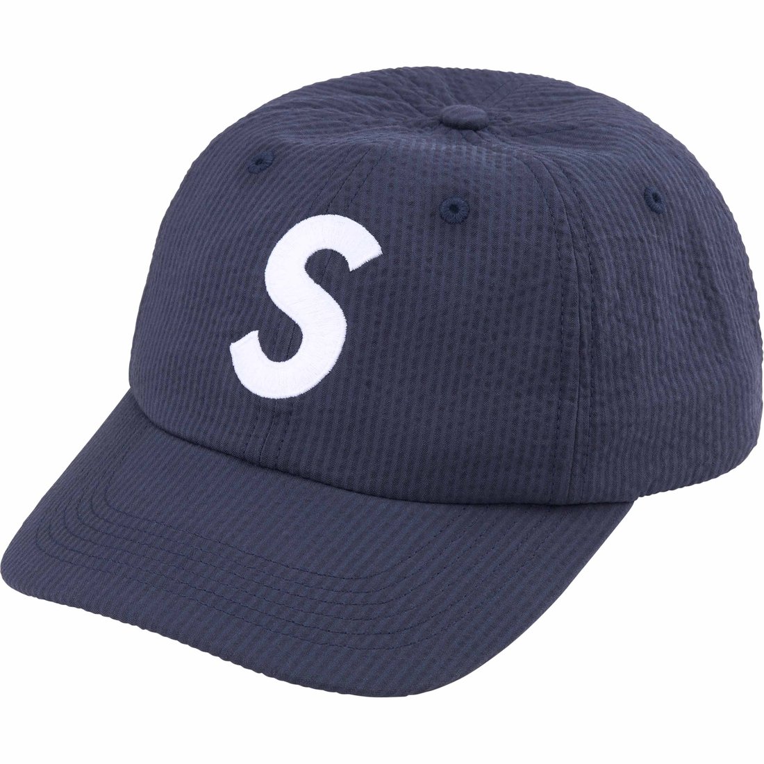 Details on Seersucker S Logo 6-Panel Navy from spring summer
                                                    2024 (Price is $54)