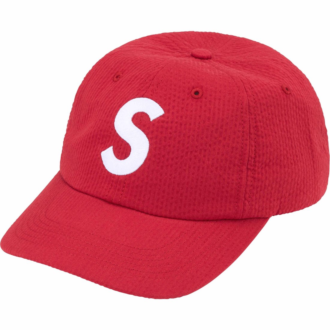 Details on Seersucker S Logo 6-Panel Red from spring summer
                                                    2024 (Price is $54)